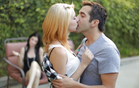 Superb american blond Cece Capella in sexy posing scene outdoor